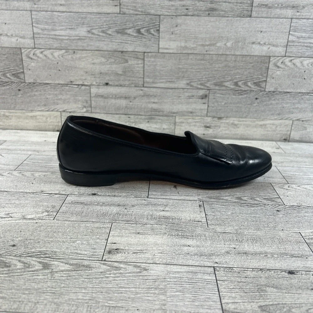 Allen Edmonds Chadwick Women Black Leather Pleated Skirt Loafer Flats Shoe SZ 9B